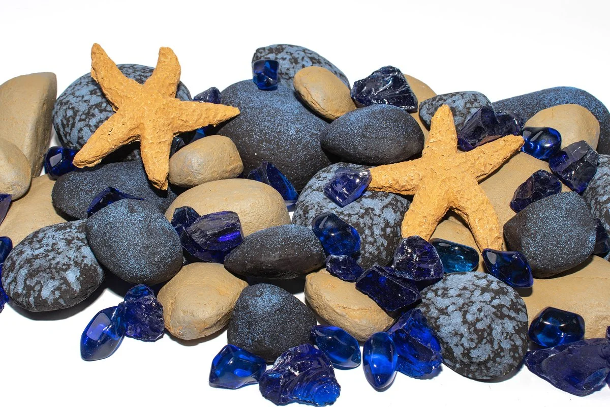 Sapphire Lagoon Mixed Media Set – Gas Or Electric Fireplace Decor